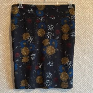 Lularoe Floral Xl Cassie Skirt Blue, wine, Blue Gold Black Abstract…